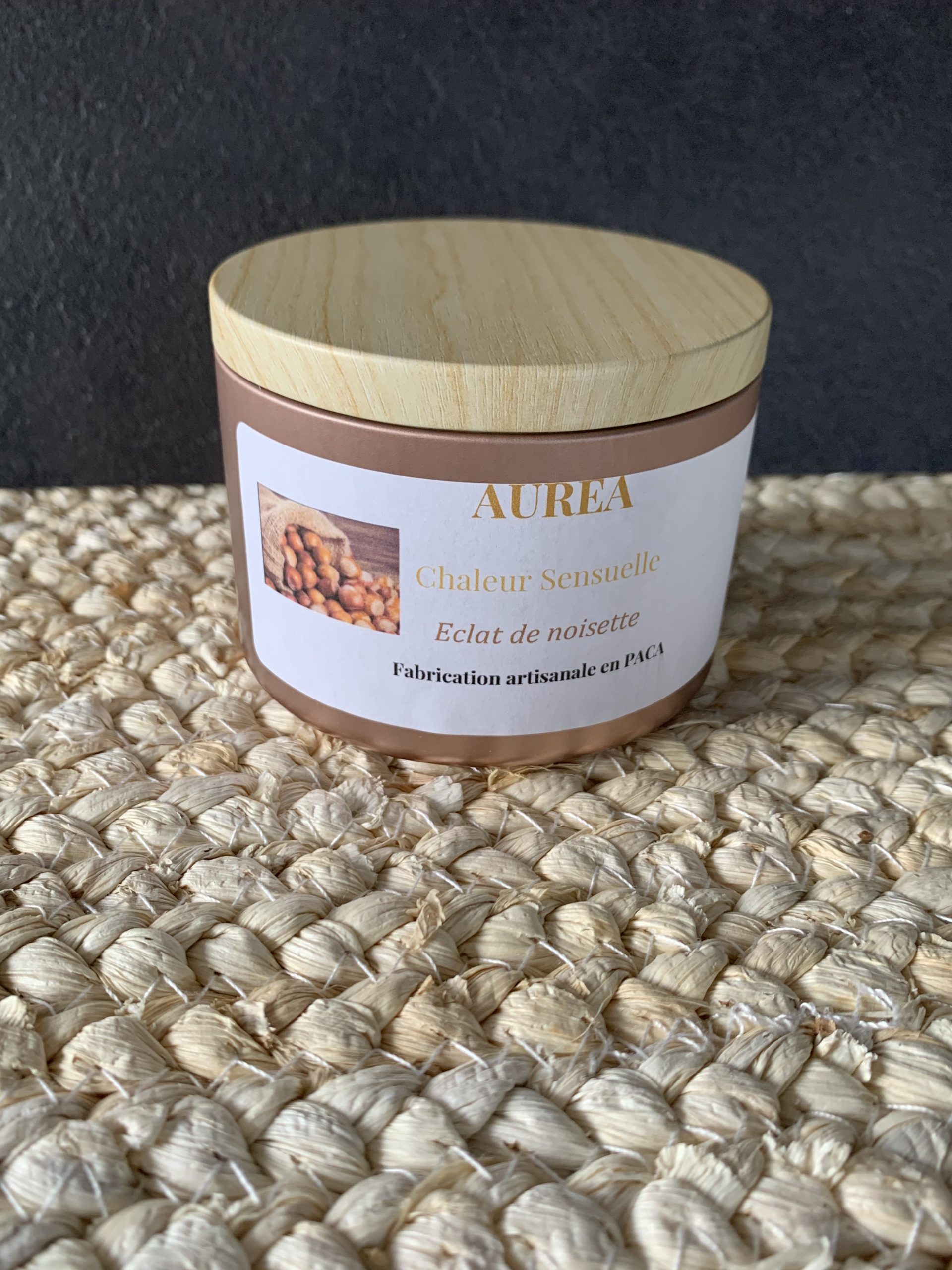bougie chic avec couvercle rosé