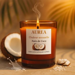 Bougie parfumée en pot en verre ambré