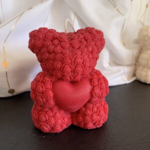 Bougie nounours rouge 280g 8x8 cm parfum pomme d’amour Auréa des Sens
