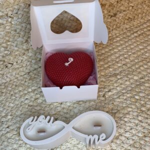Coffret love artisanal avec bougie cœur parfumée et infini You and Me