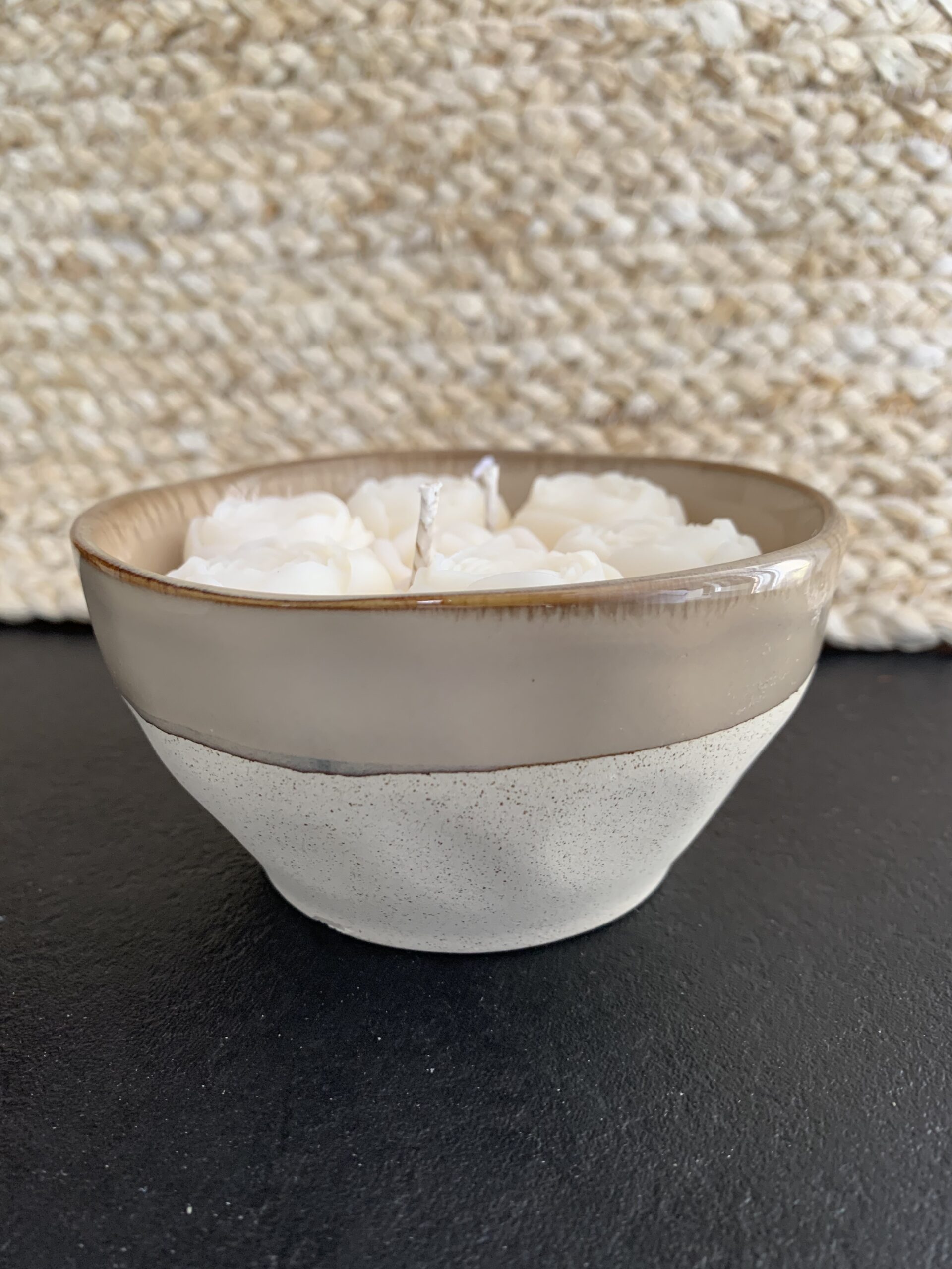 Bougie parfumée musc ambiance cocooning beige