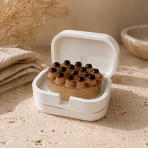 porte-savon-jesmonite-ecru-marbre-avec-savon artisanal