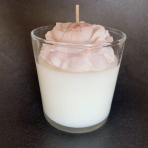 bougie fleur de coton avec fleur décorative en cire artisanale