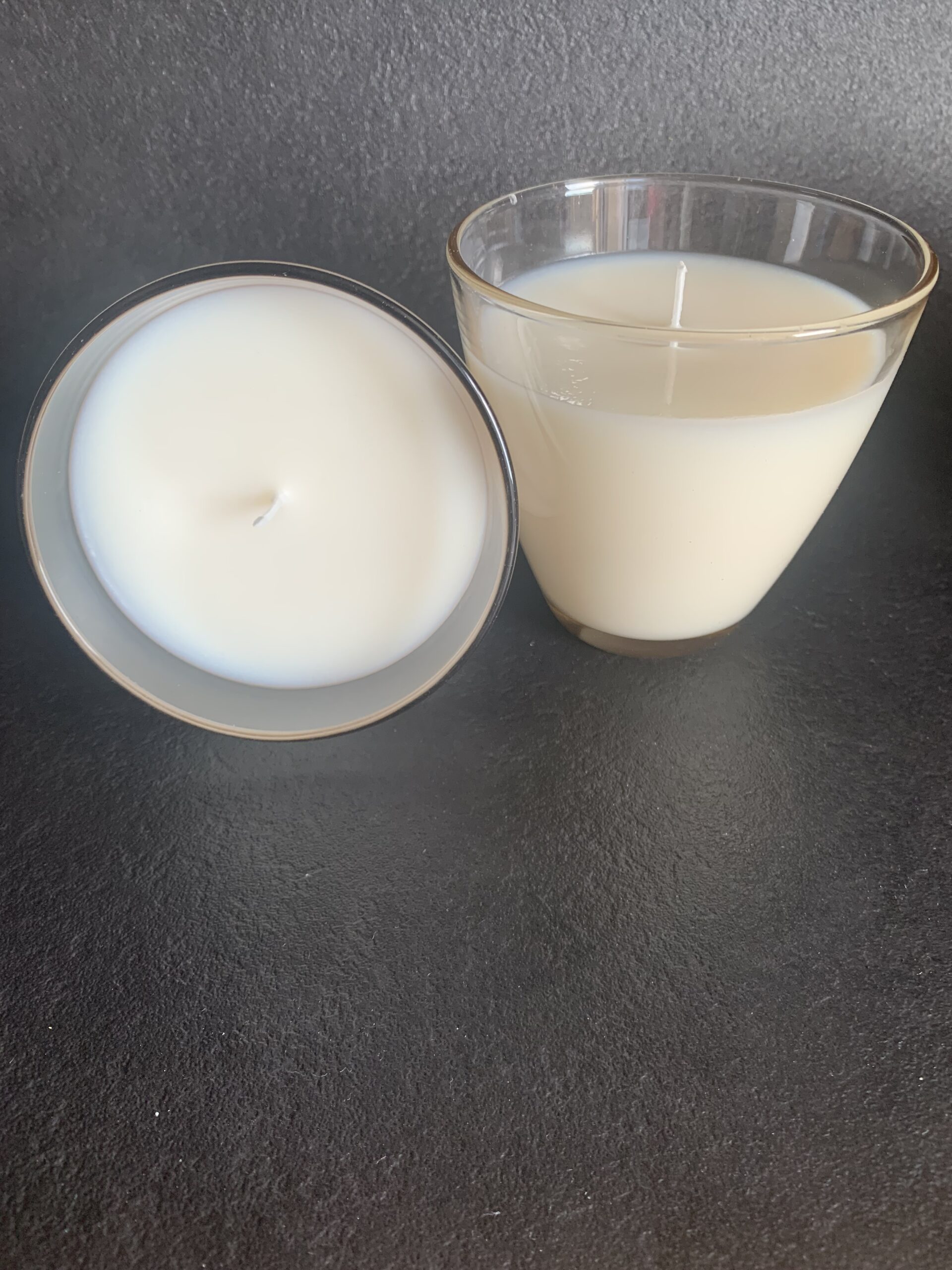Bougie verre fumé – présentation du contenant et de la cire