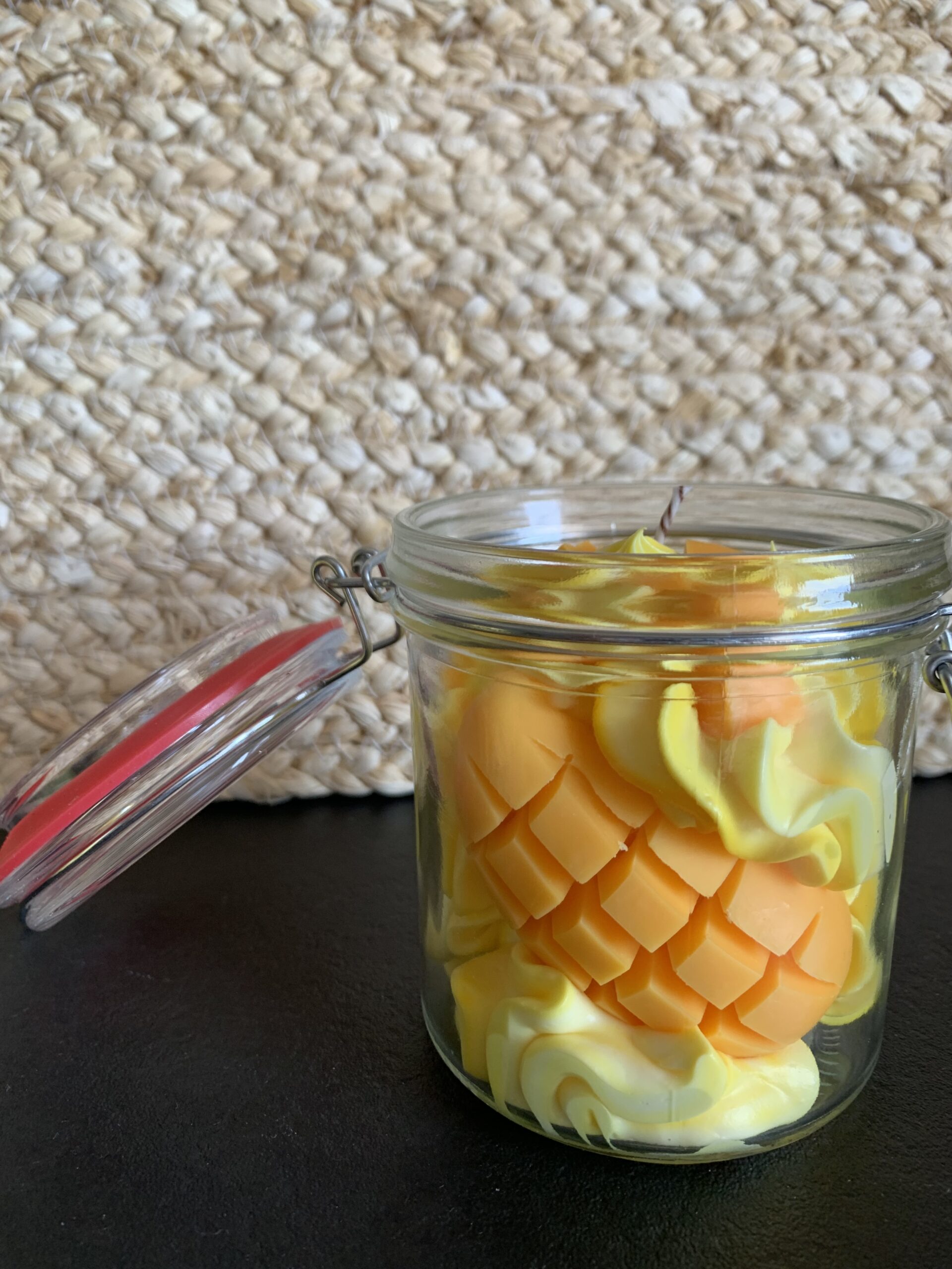 Bougie gourmande mangue papaye cire