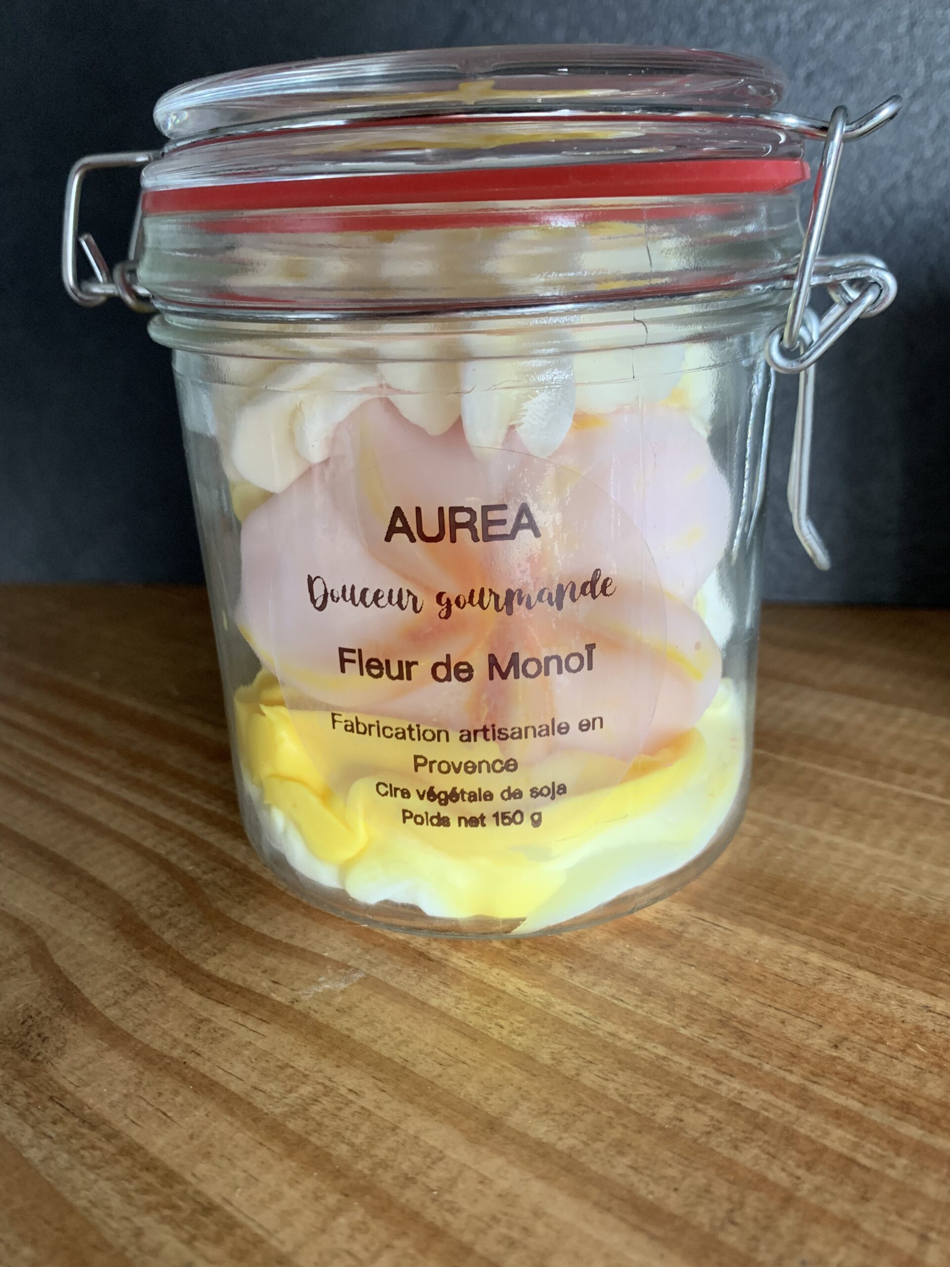 bougie fleur de monoï en bocal verre