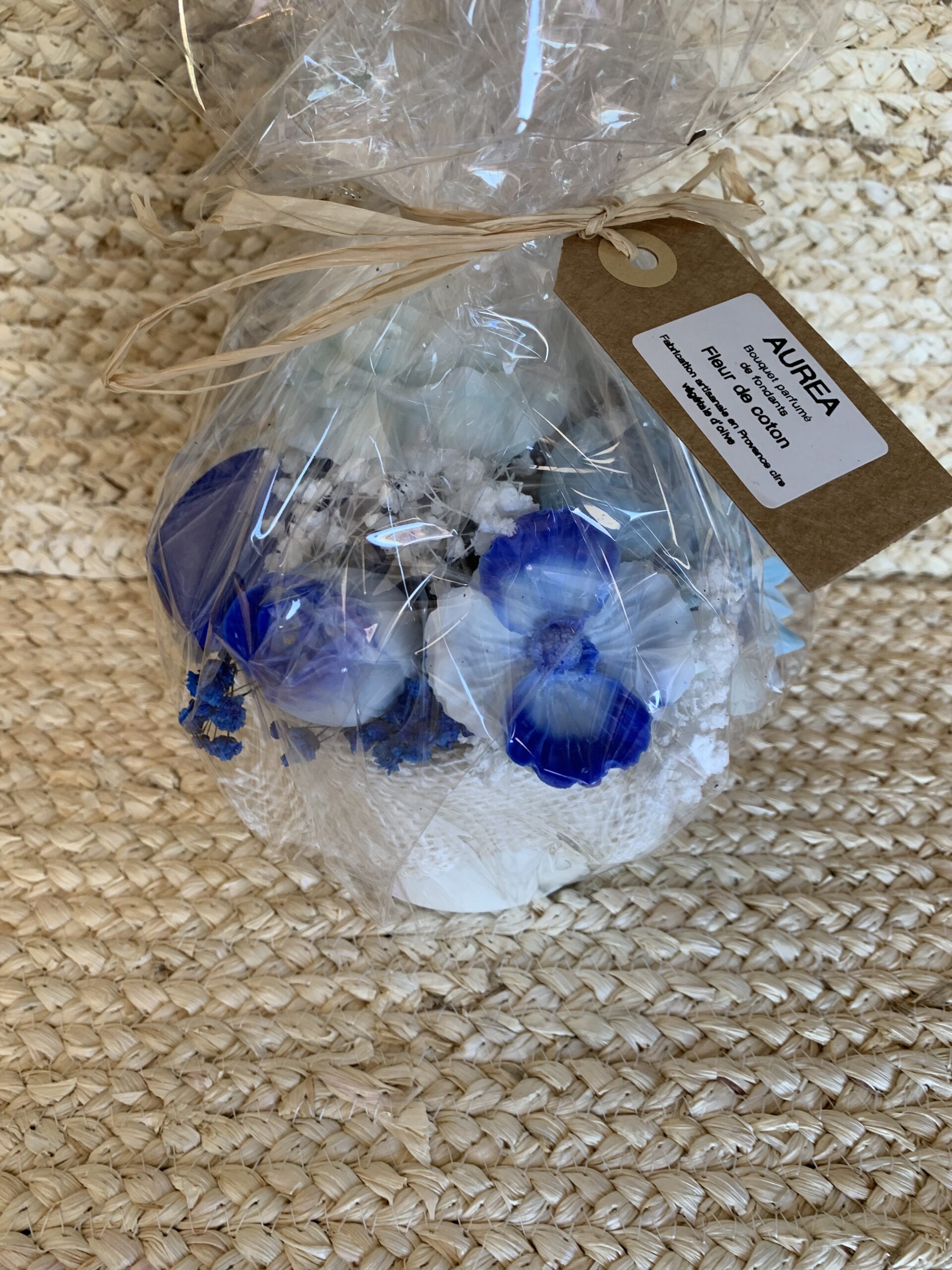 Bouquet parfumé Fleur de coton emballé prêt à offrir