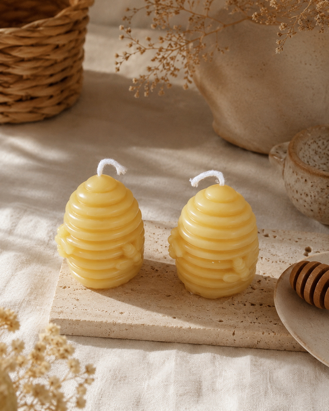 Bougie ruche en cire d’abeille de Provence 100% naturelle