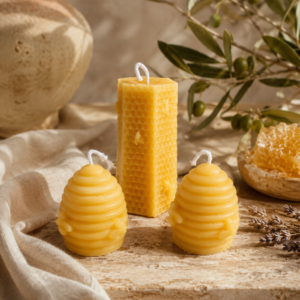Bougies moulées en cire d’abeille de Provence faites à la main