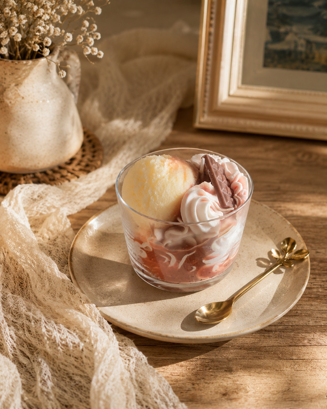 Bougie parfumée vanille gourmande façon dessert glacé artisanal