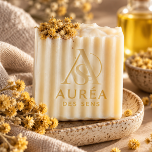 Savon artisanal Immortelle à l’hélichryse corse dans une ambiance naturelle et sensorielle