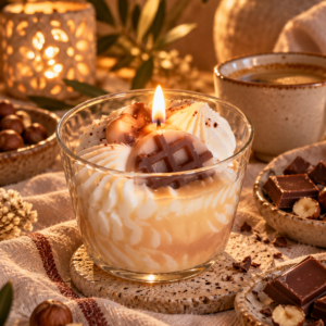 Bougie gourmande Instant Gourmand allumée parfum gaufre