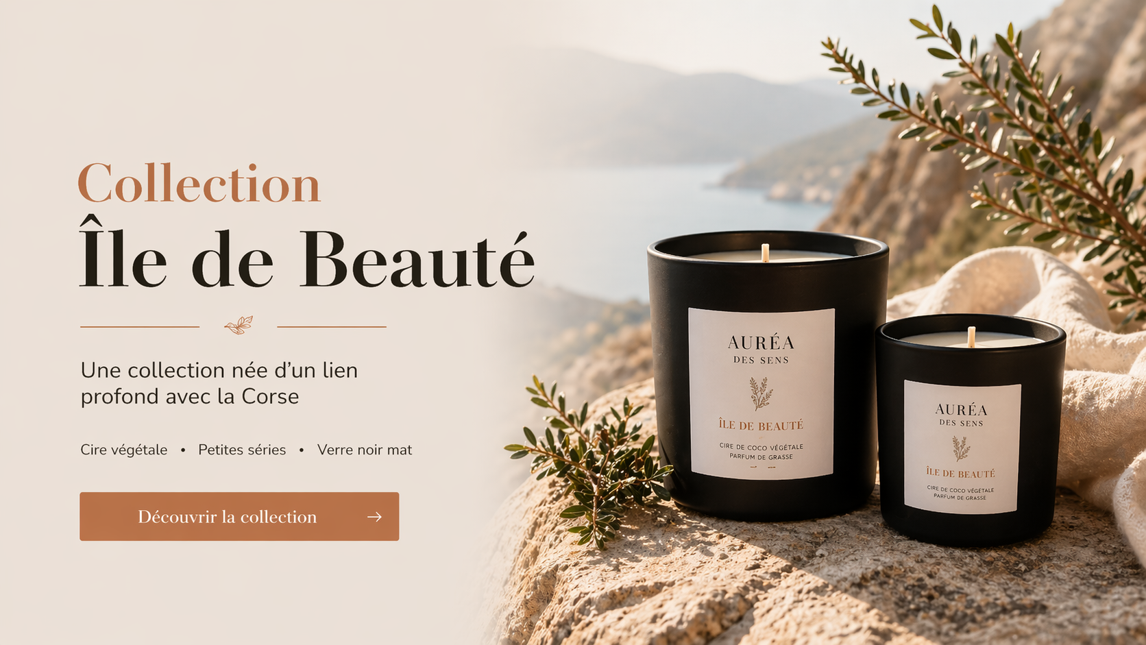Bougie gourmande artisanale Auréa des Sens en cire végétale